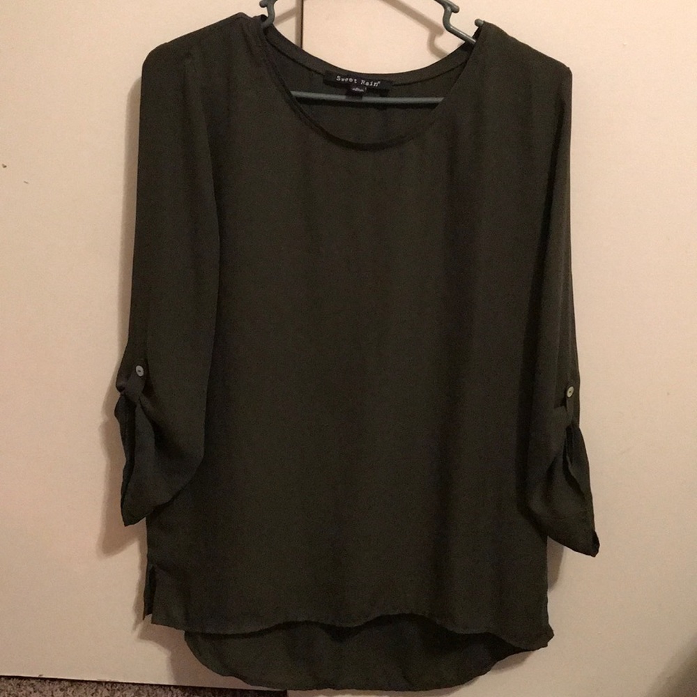 Forest green polyester blouse